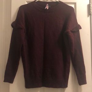 Love by design ruffle sleeve burgundy sweater